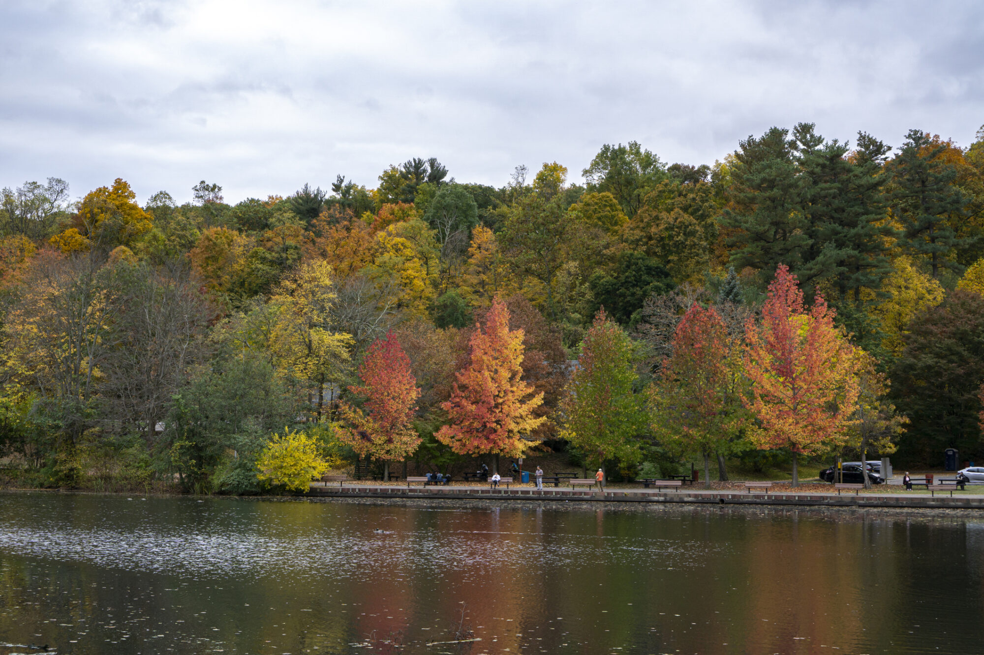 Hudson River in upstate New York in autumn colors