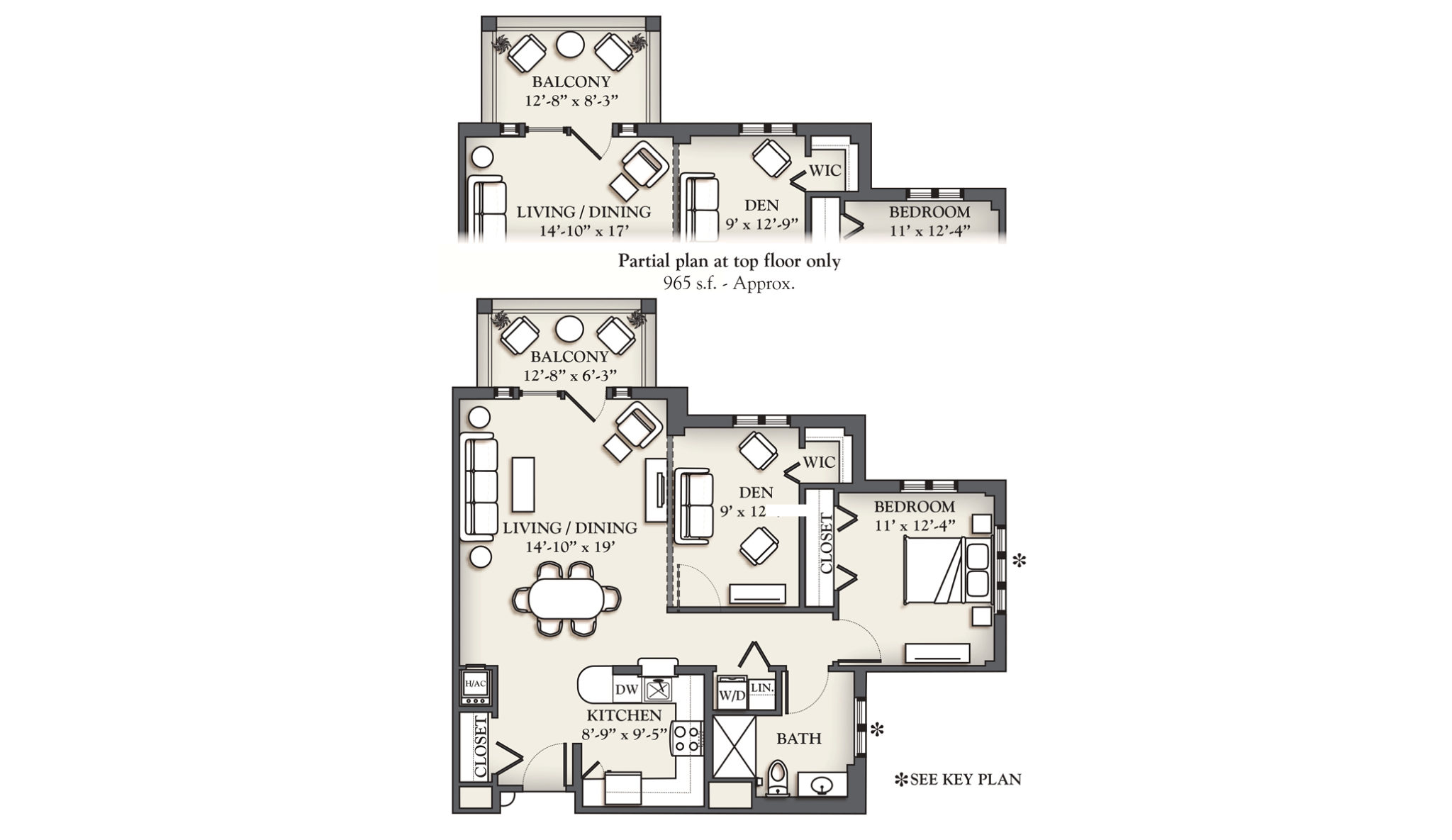 One Bedroom with Den Apartment (C1) 990 sq. ft. Kendal on Hudson