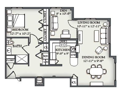 C6 One Bedroom + Den