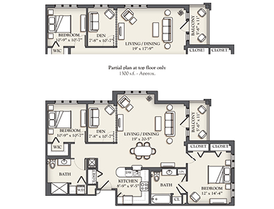 E1 Two Bedroom + Den