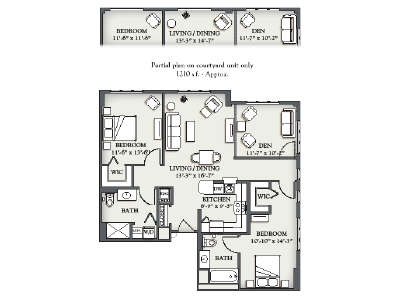 E3 Two Bedroom + Den