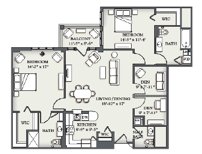 F3 Two Bedroom + Den