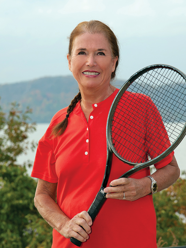 Resident with tennis racket