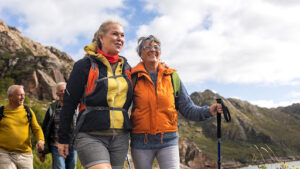 older adults hiking in retirement