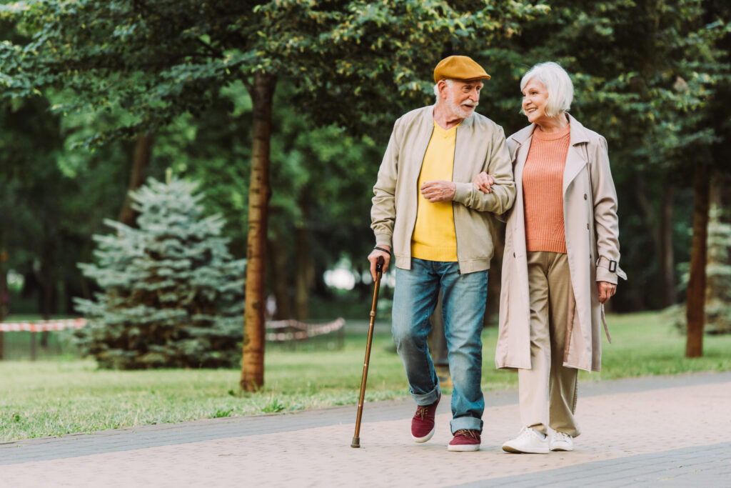 Senior couple walking