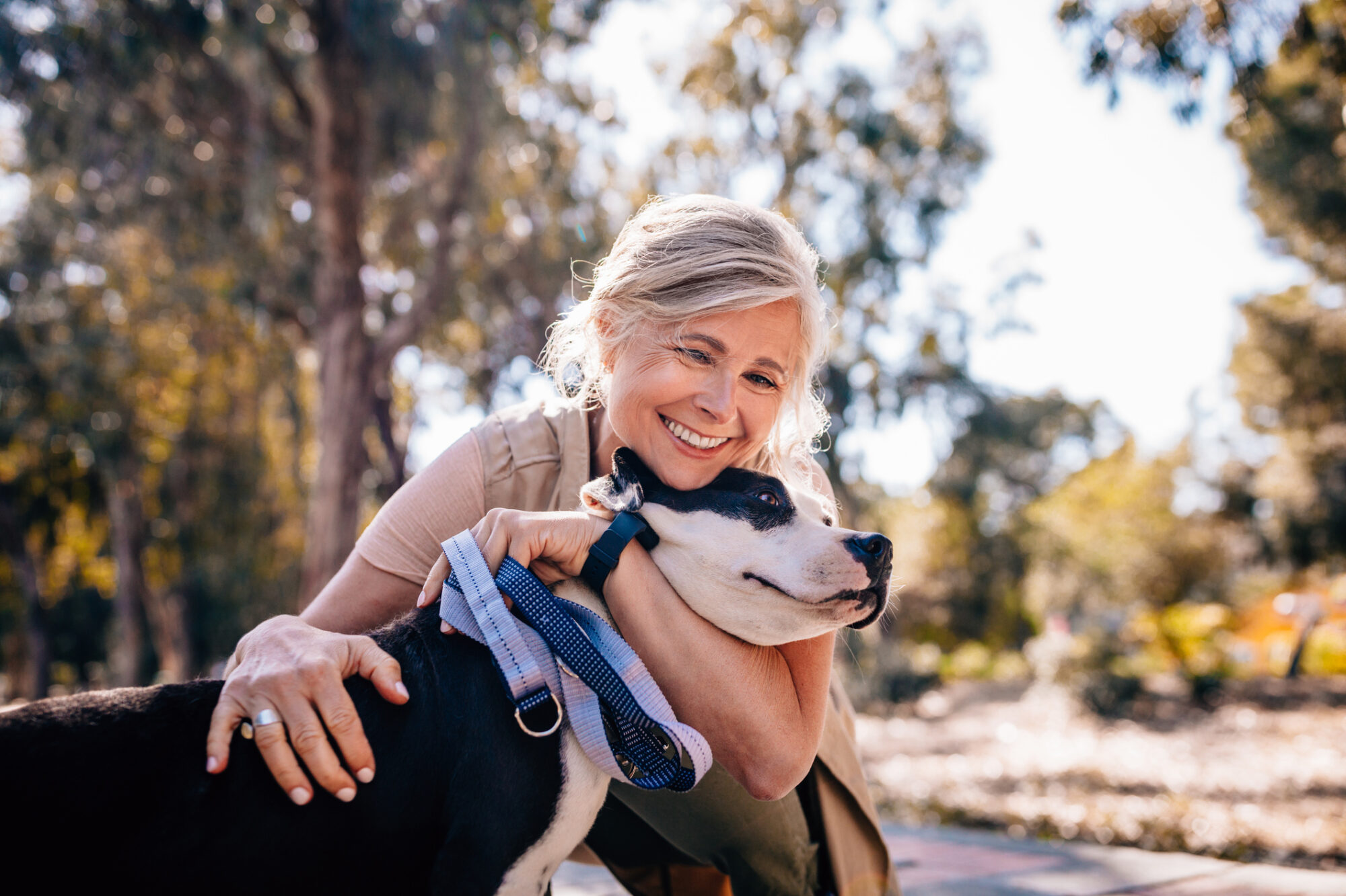 senior woman with dog